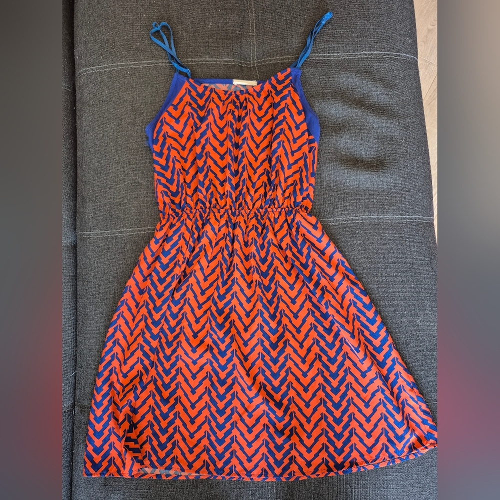 Stylish Blue and Redish Orange Dress